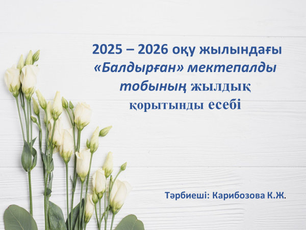 2025 – 2026 оқу жылындағы «Балдырған» мектепалды тобының жылдық қорытынды есебі